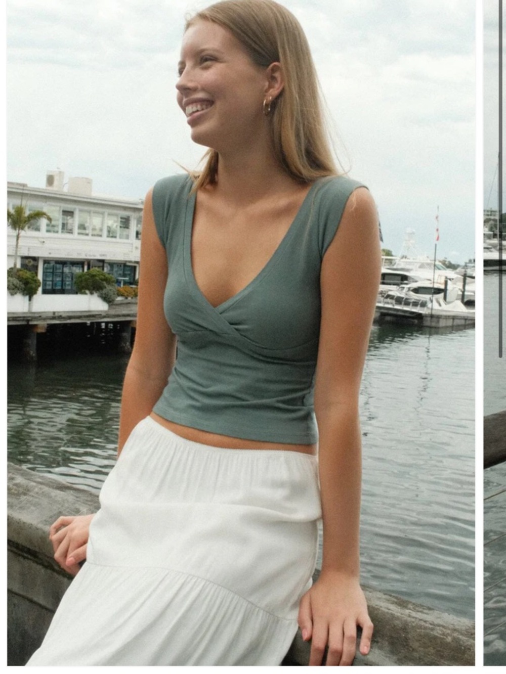 Brandy Melville Amara Tank Top in Sage Green